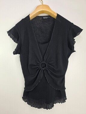Hiatus Black Ring-Front Tank Top